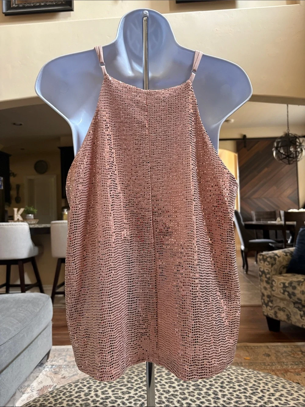 Rose Gold Sequin Halter Camisole